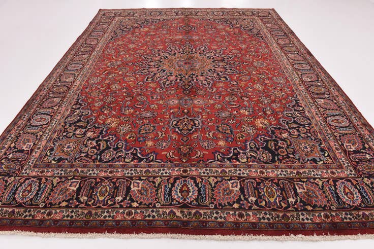 Detail image of 9' 8 x 12' 10 Hand Knotted Mashad Persian Wool Rug