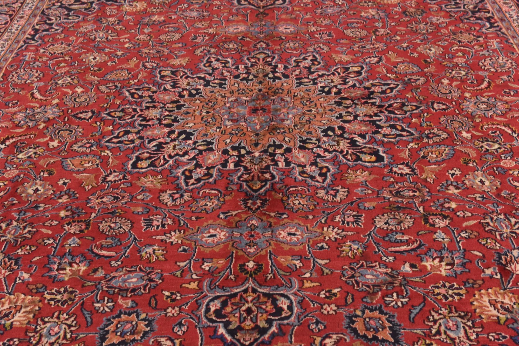 9' 8 x 12' 10 Hand Knotted Mashad Persian Wool Rug