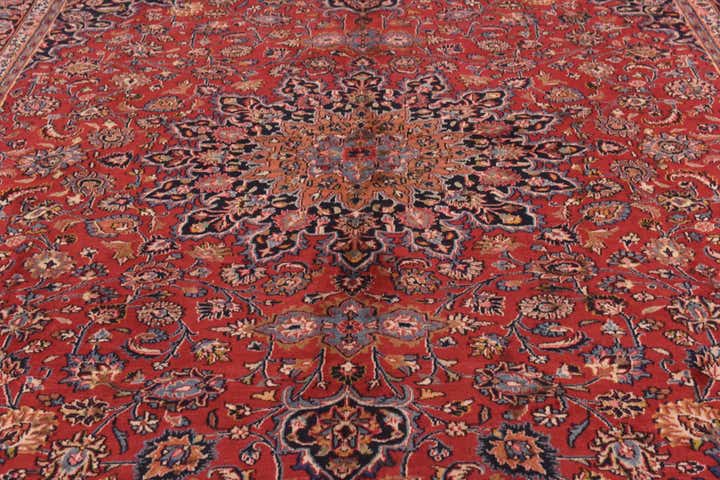 9' 8 x 12' 10 Hand Knotted Mashad Persian Wool Rug
