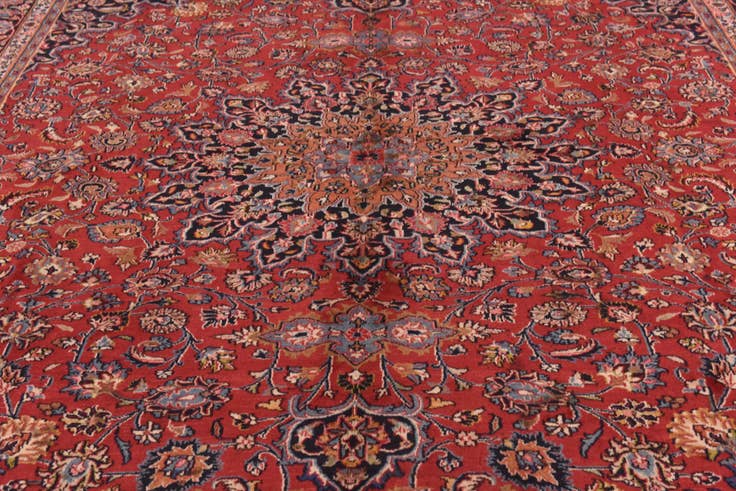 Detail image of 9' 8 x 12' 10 Hand Knotted Mashad Persian Wool Rug