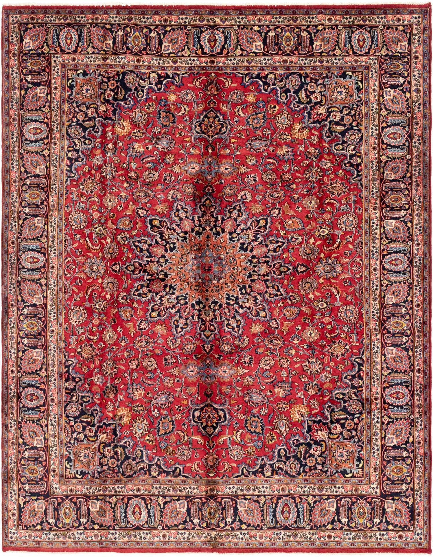 9' 8 x 12' 10 Hand Knotted Mashad Persian Wool Rug