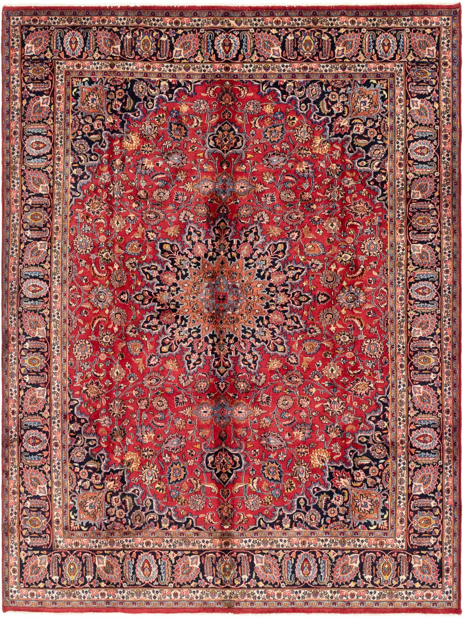 9' 8 x 12' 10 Hand Knotted Mashad Persian Wool Rug
