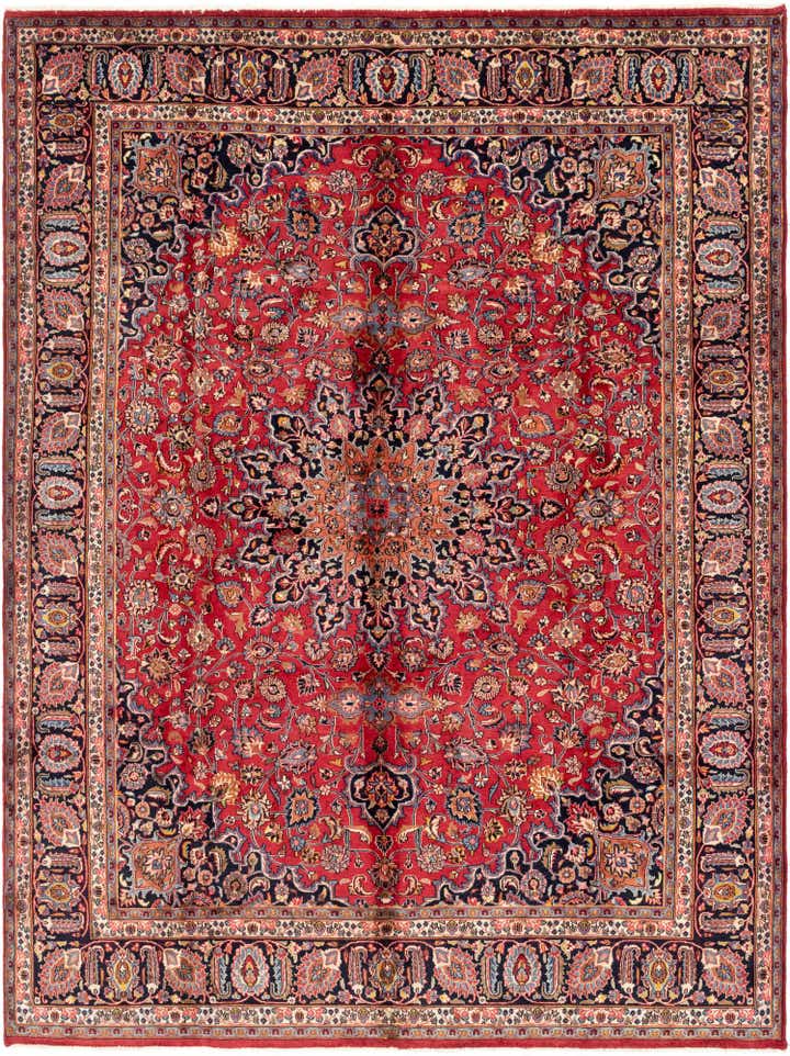 9' 8 x 12' 10 Hand Knotted Mashad Persian Wool Rug