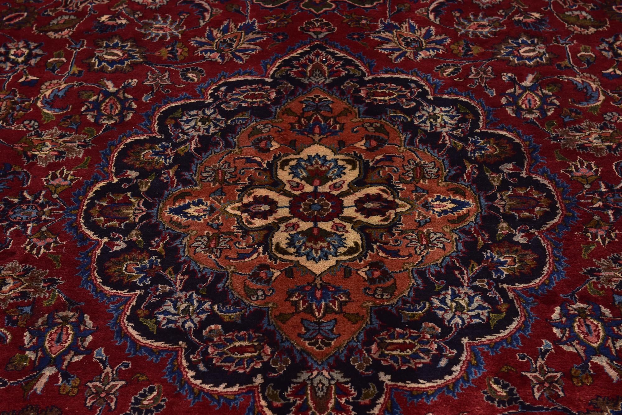 9' 7 x 12' 9 Hand Knotted Mashad Persian Wool Rug