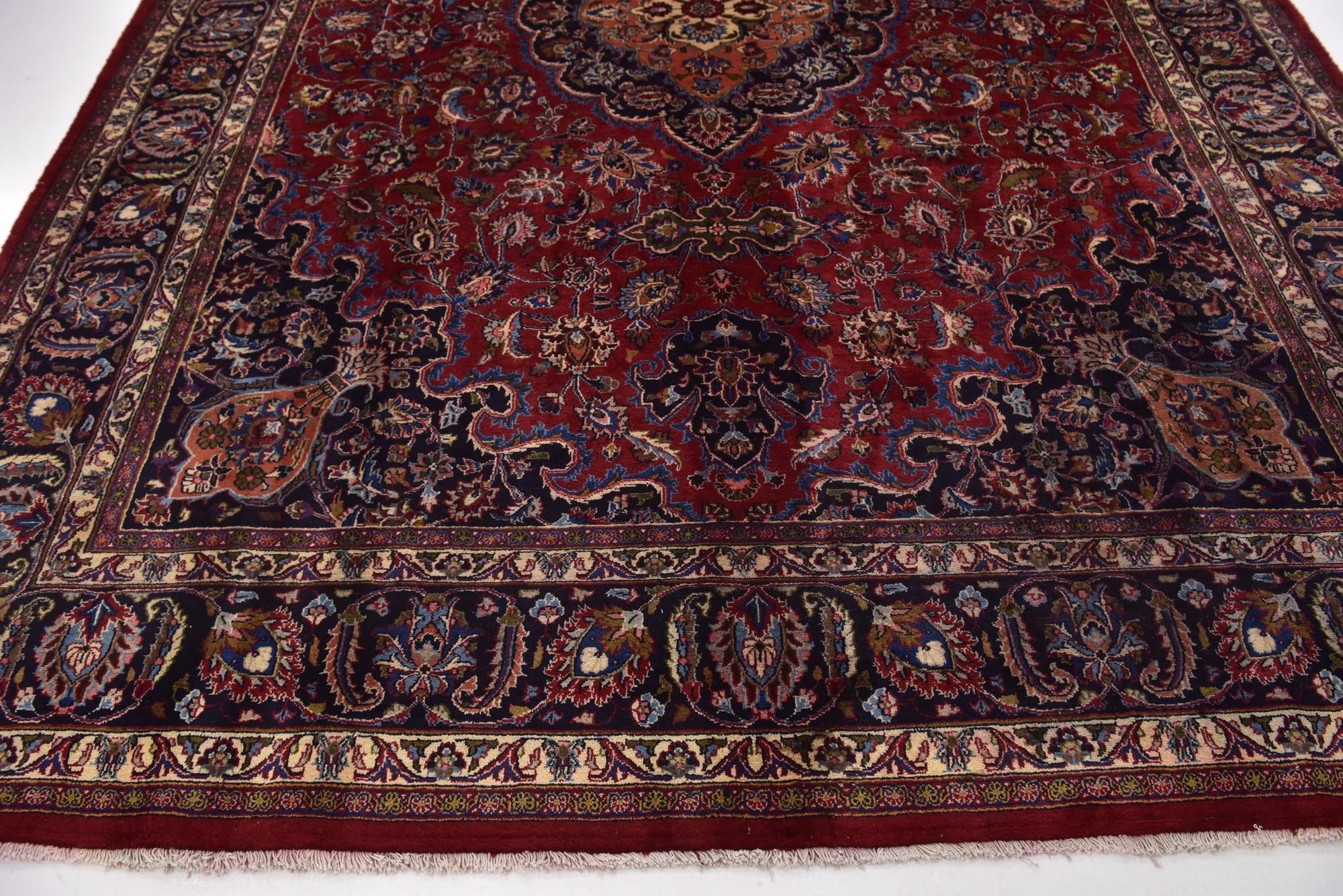 9' 7 x 12' 9 Hand Knotted Mashad Persian Wool Rug