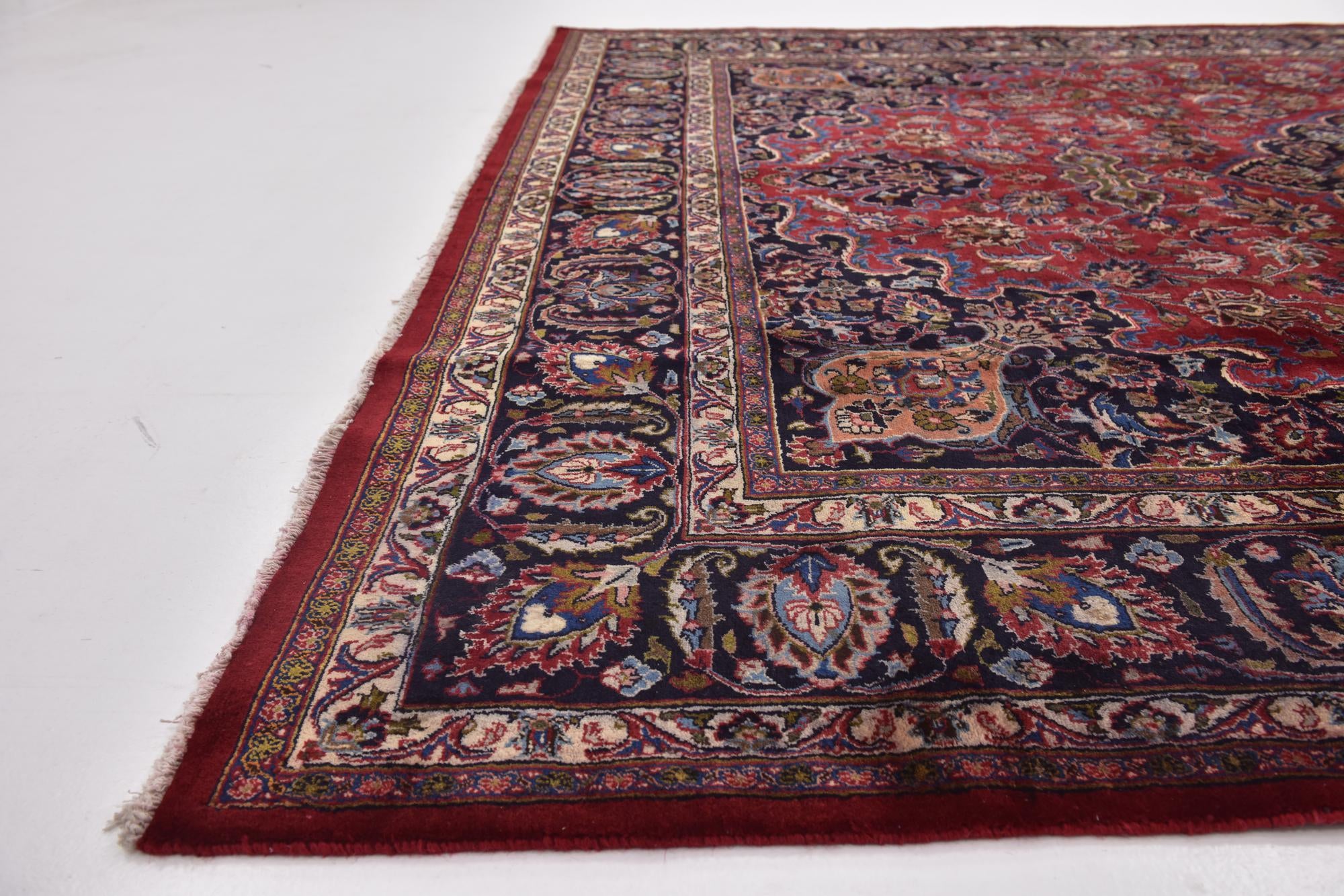 9' 7 x 12' 9 Hand Knotted Mashad Persian Wool Rug