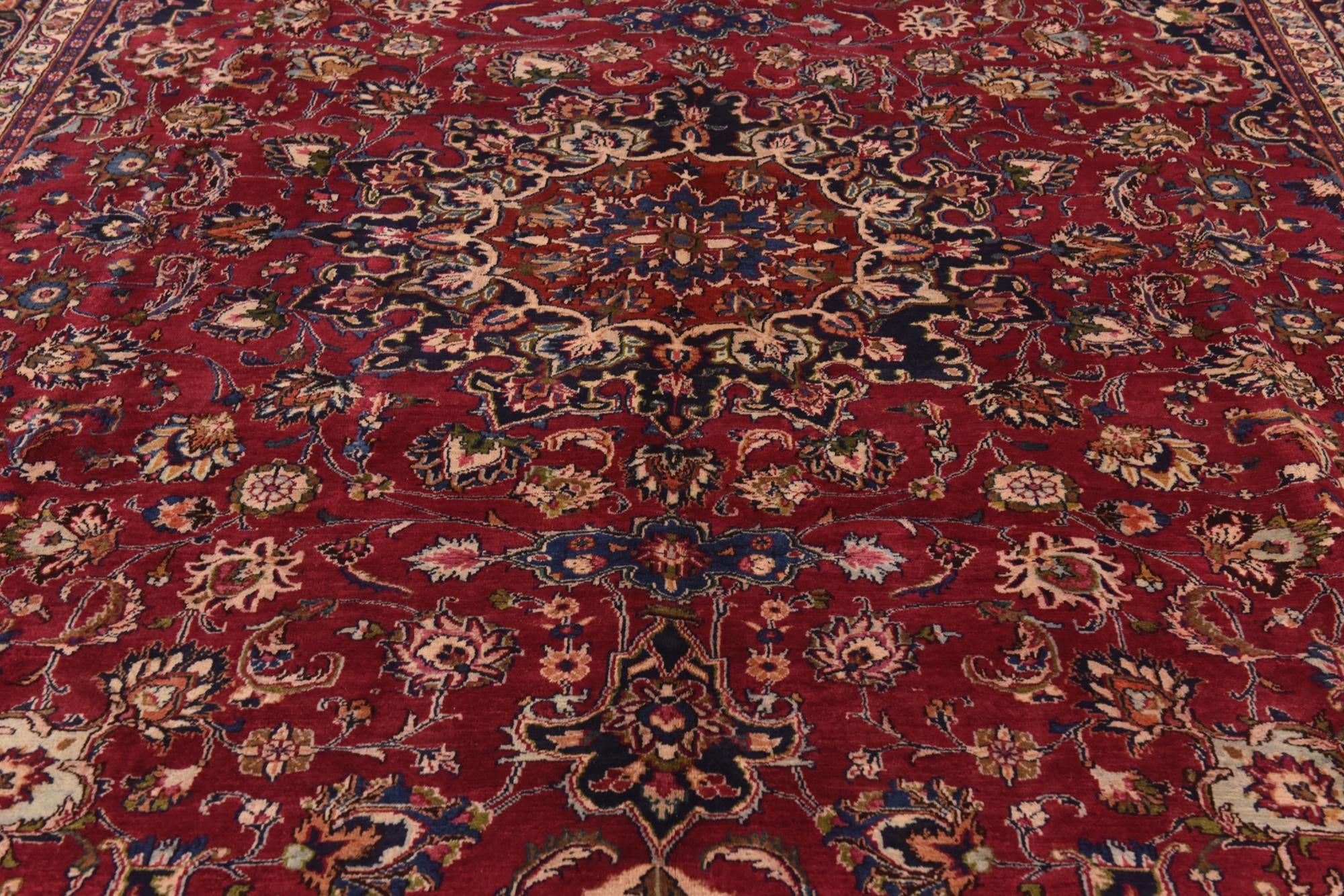 9' 9 x 12' 8 Hand Knotted Mashad Persian Wool Rug