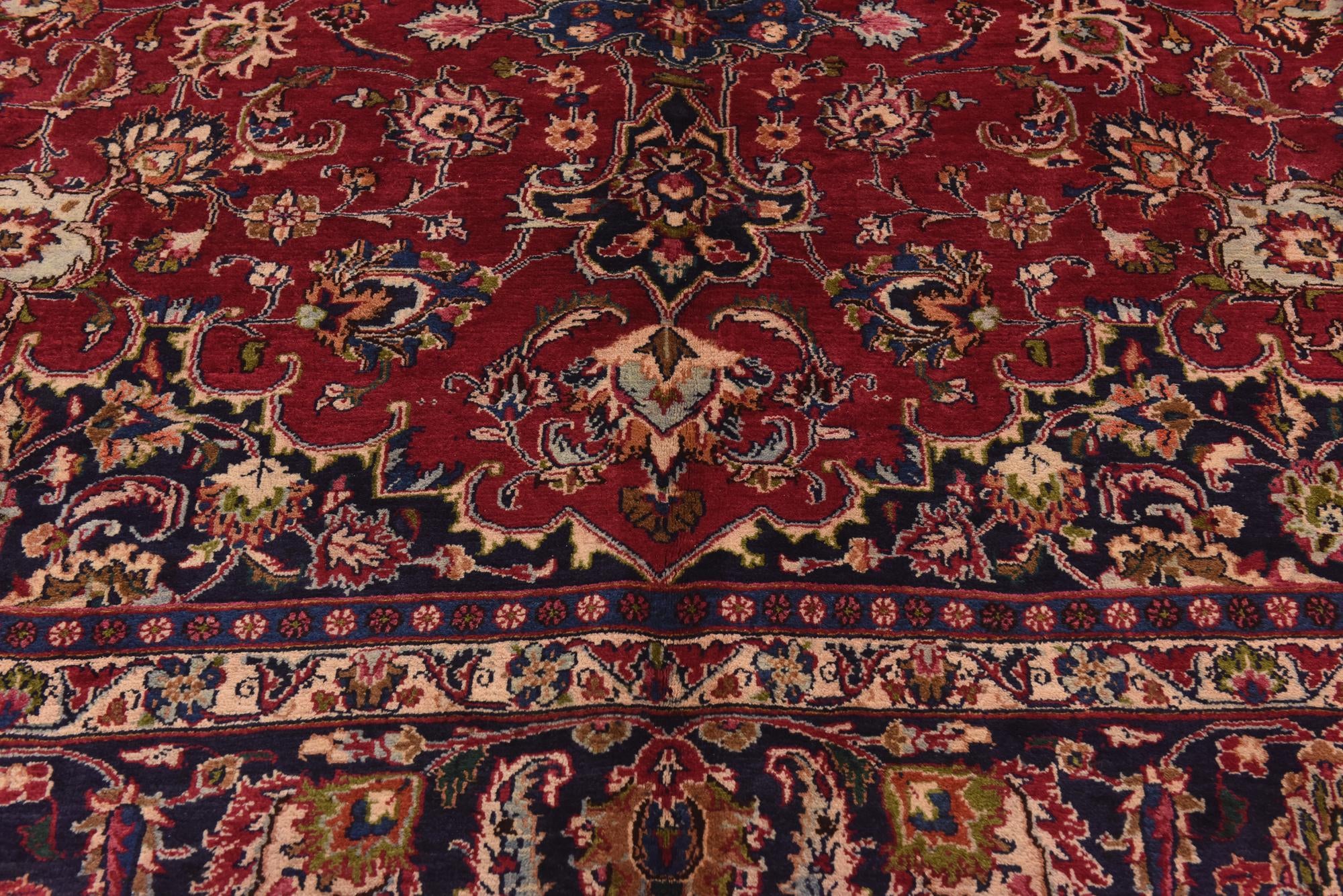 9' 9 x 12' 8 Hand Knotted Mashad Persian Wool Rug
