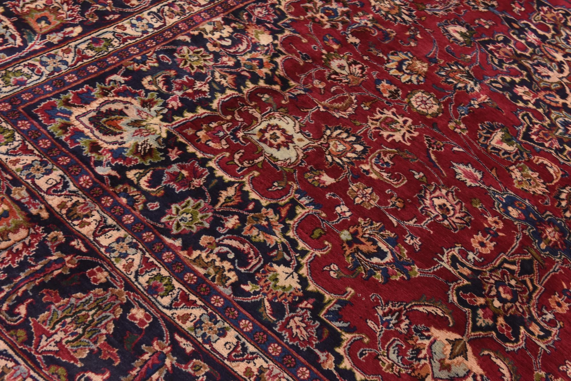 9' 9 x 12' 8 Hand Knotted Mashad Persian Wool Rug