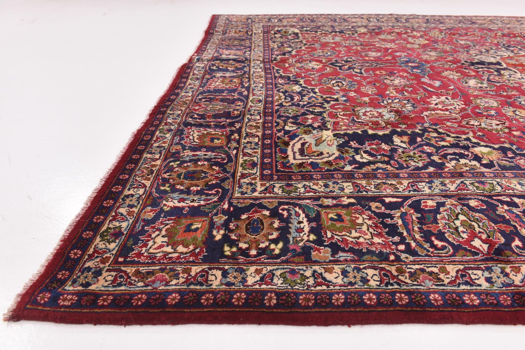 9' 9 x 12' 8 Hand Knotted Mashad Persian Wool Rug