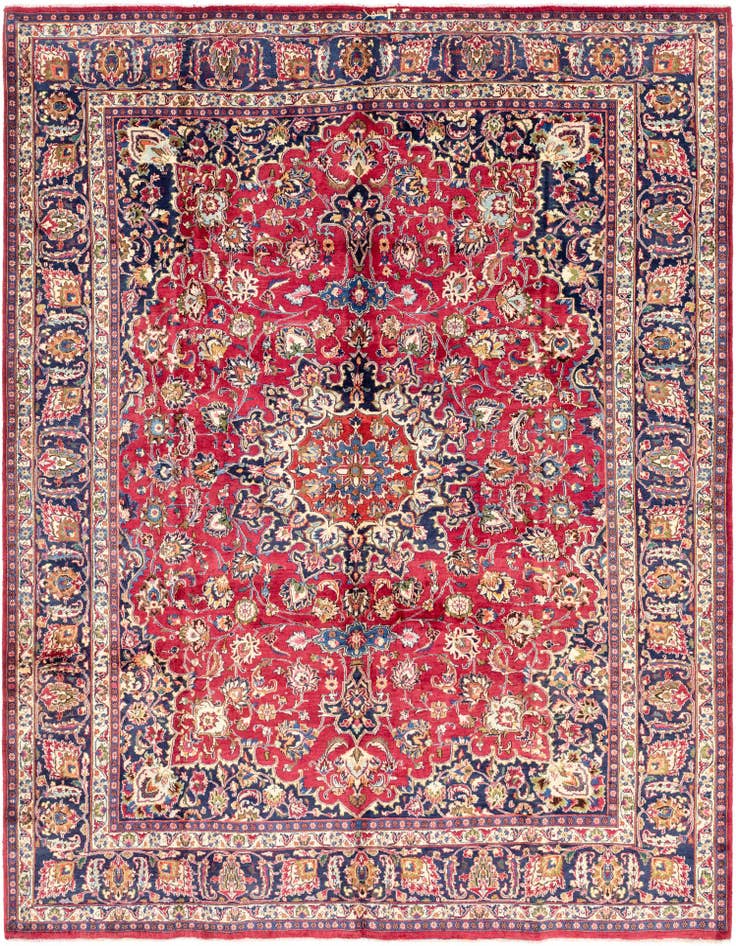 Detail image of 9' 9 x 12' 8 Hand Knotted Mashad Persian Wool Rug