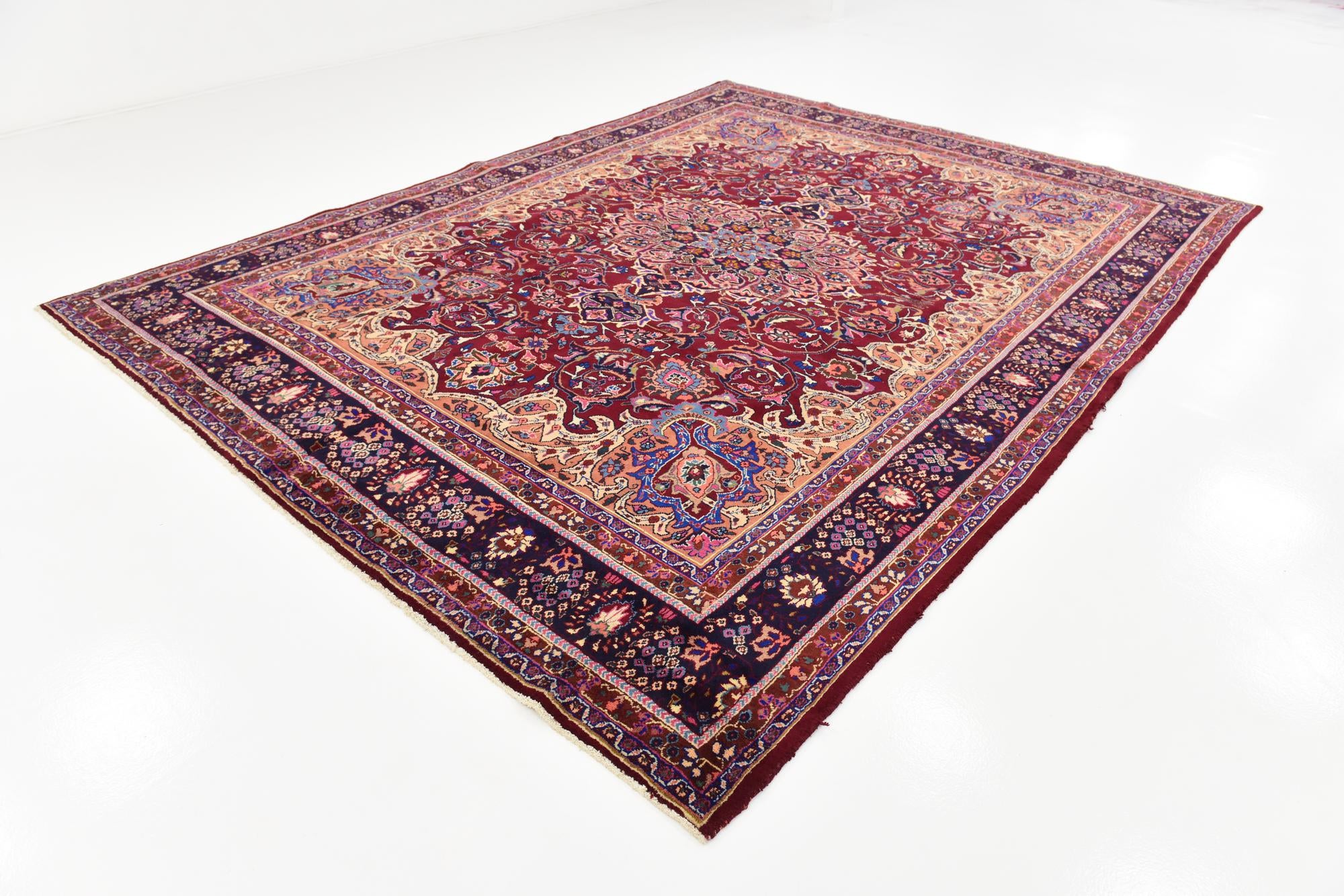 9' 10 x 13' 2 Hand Knotted Mashad Persian Wool Rug