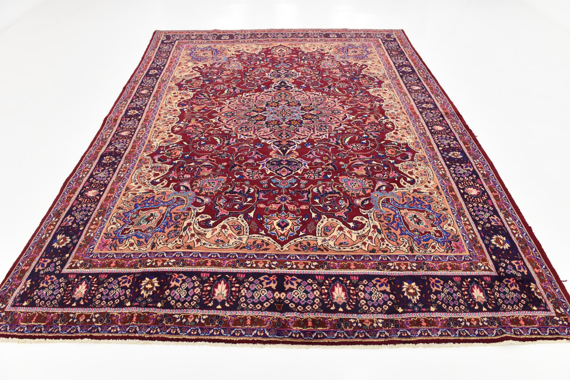 9' 10 x 13' 2 Hand Knotted Mashad Persian Wool Rug