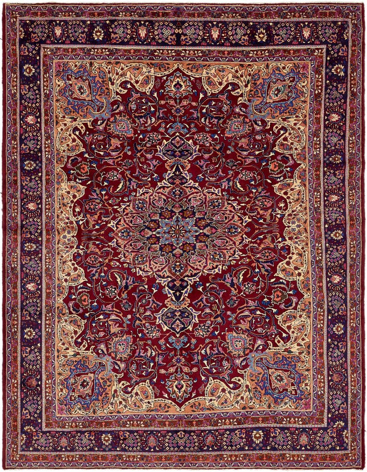 Detail image of 9' 10 x 13' 2 Hand Knotted Mashad Persian Wool Rug