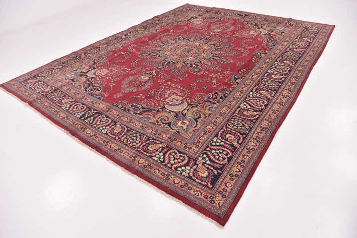 9' 6 x 12' 6 Hand Knotted Mashad Persian Wool Rug