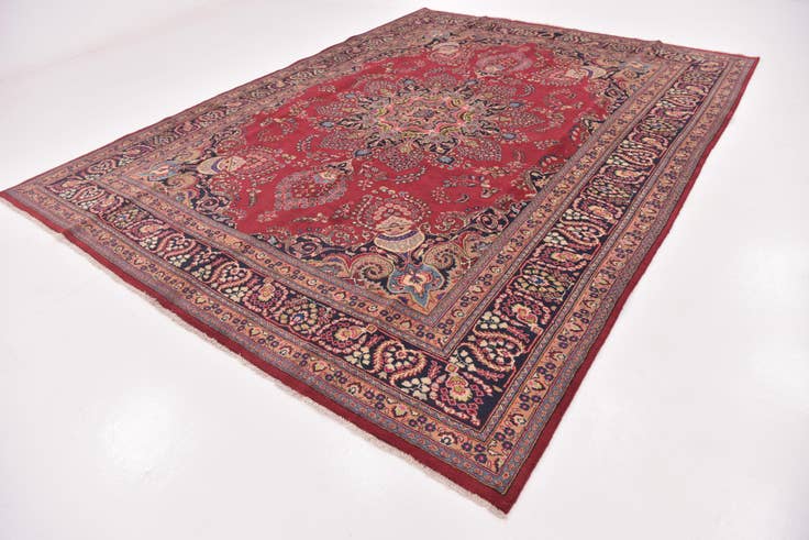 Detail image of 9' 6 x 12' 6 Hand Knotted Mashad Persian Wool Rug