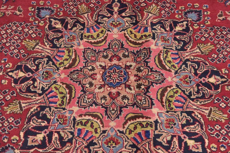 Detail image of 9' 6 x 12' 6 Hand Knotted Mashad Persian Wool Rug