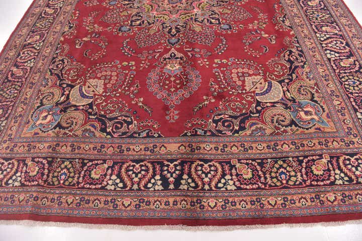 9' 6 x 12' 6 Hand Knotted Mashad Persian Wool Rug