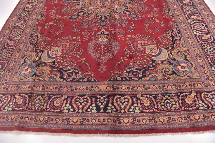 Detail image of 9' 6 x 12' 6 Hand Knotted Mashad Persian Wool Rug