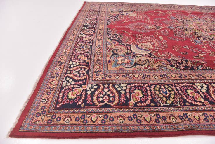 Detail image of 9' 6 x 12' 6 Hand Knotted Mashad Persian Wool Rug