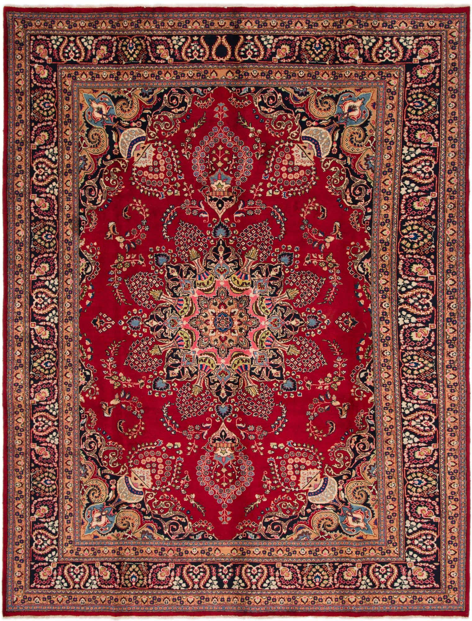 9' 6 x 12' 6 Hand Knotted Mashad Persian Wool Rug