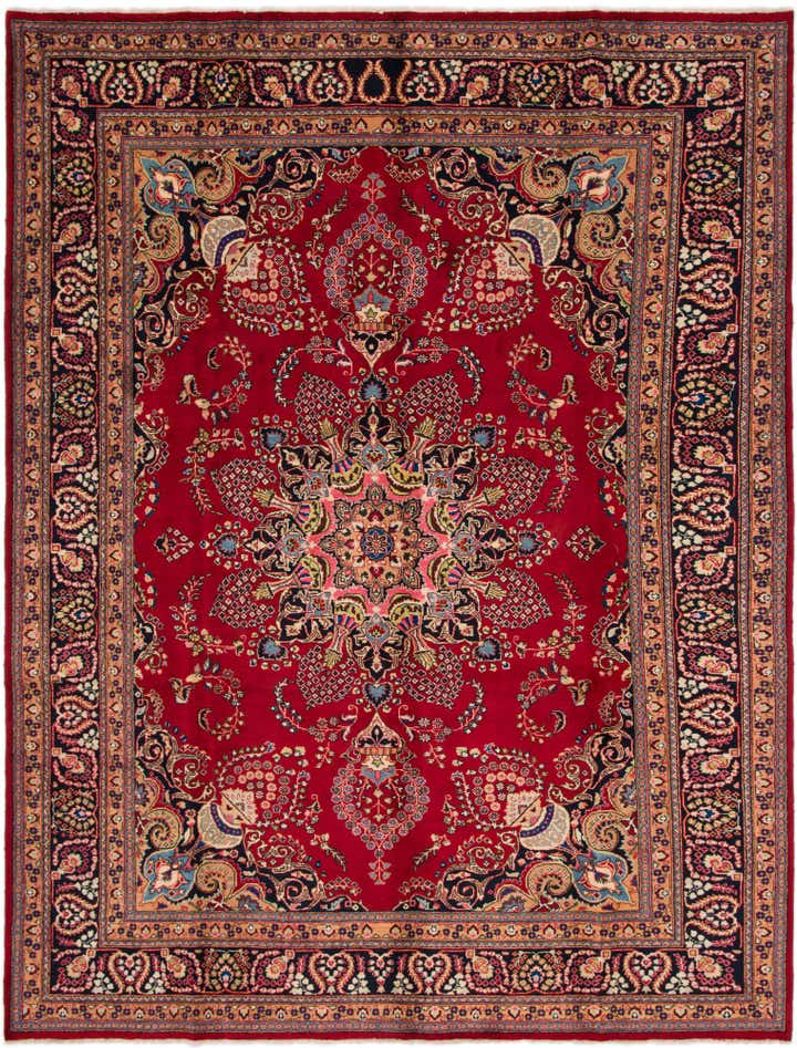 9' 6 x 12' 6 Hand Knotted Mashad Persian Wool Rug