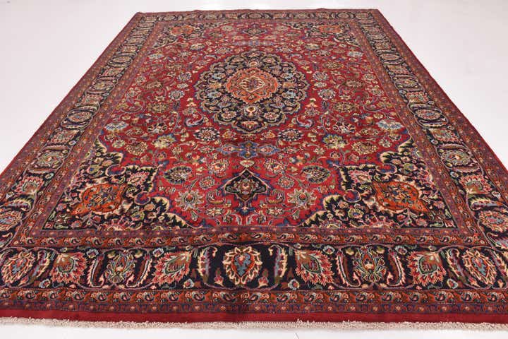 9' 8 x 12' 7 Hand Knotted Mashad Persian Wool Rug