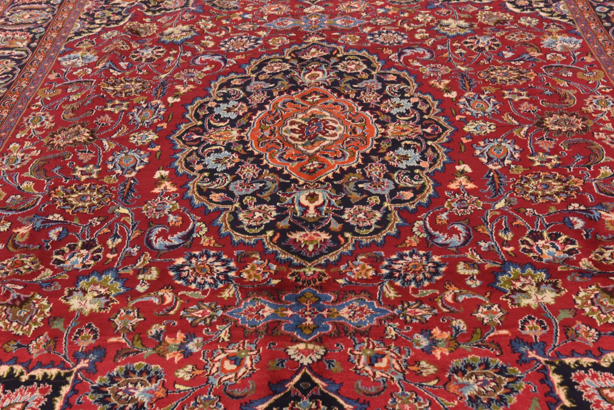 9' 8 x 12' 7 Hand Knotted Mashad Persian Wool Rug