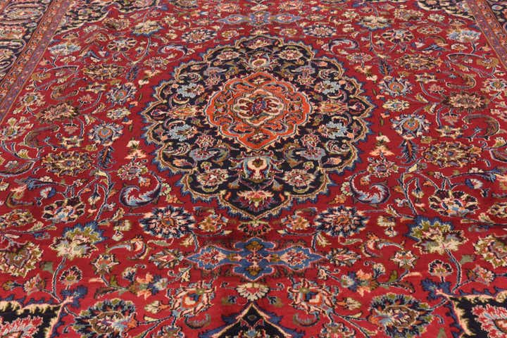 9' 8 x 12' 7 Hand Knotted Mashad Persian Wool Rug