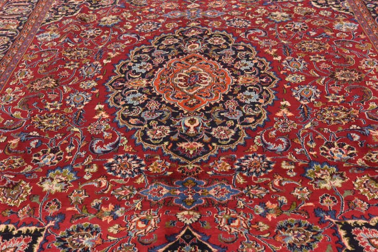 Detail image of 9' 8 x 12' 7 Hand Knotted Mashad Persian Wool Rug
