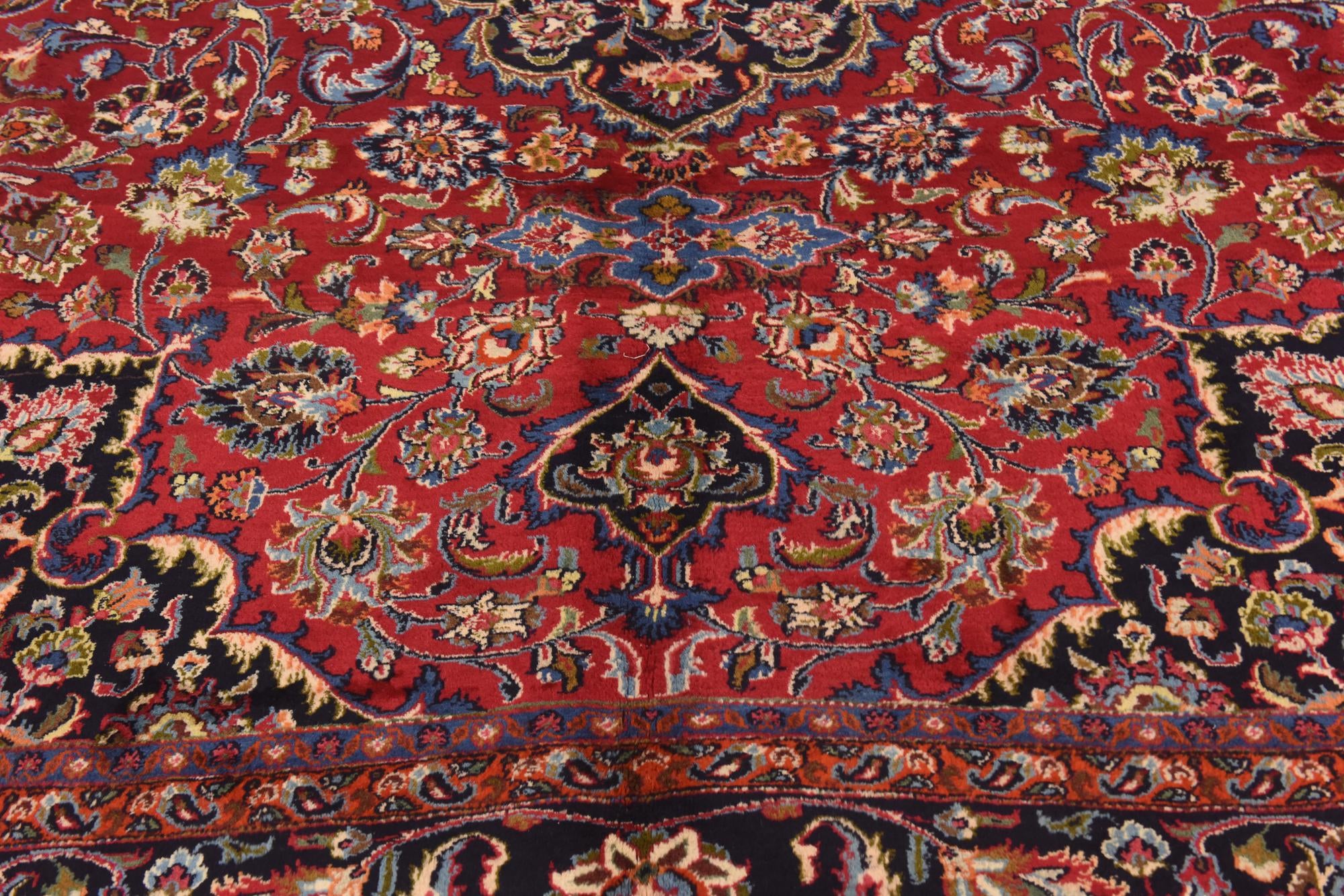 9' 8 x 12' 7 Hand Knotted Mashad Persian Wool Rug
