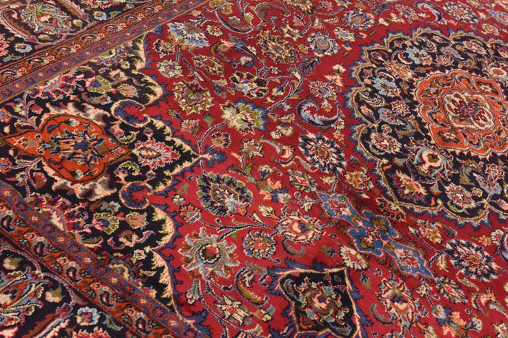 Detail image of 9' 8 x 12' 7 Hand Knotted Mashad Persian Wool Rug