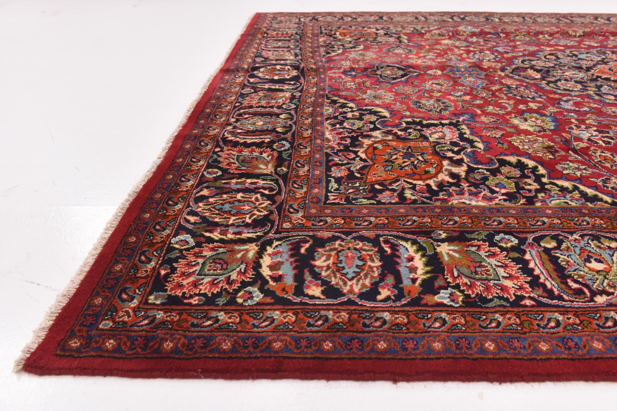9' 8 x 12' 7 Hand Knotted Mashad Persian Wool Rug