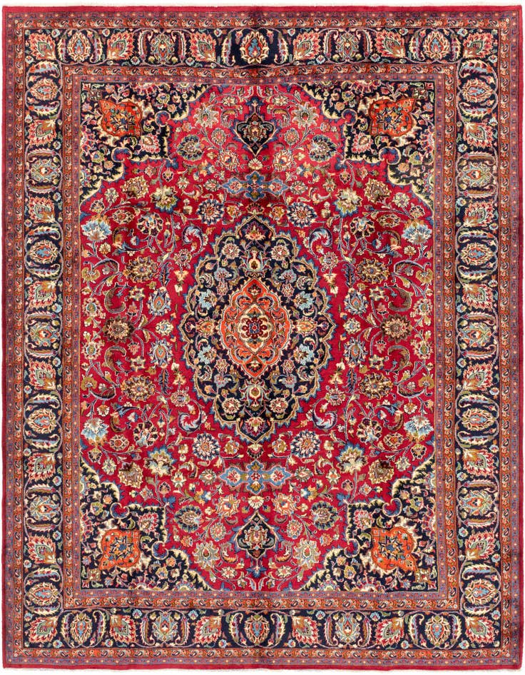 Detail image of 9' 8 x 12' 7 Hand Knotted Mashad Persian Wool Rug