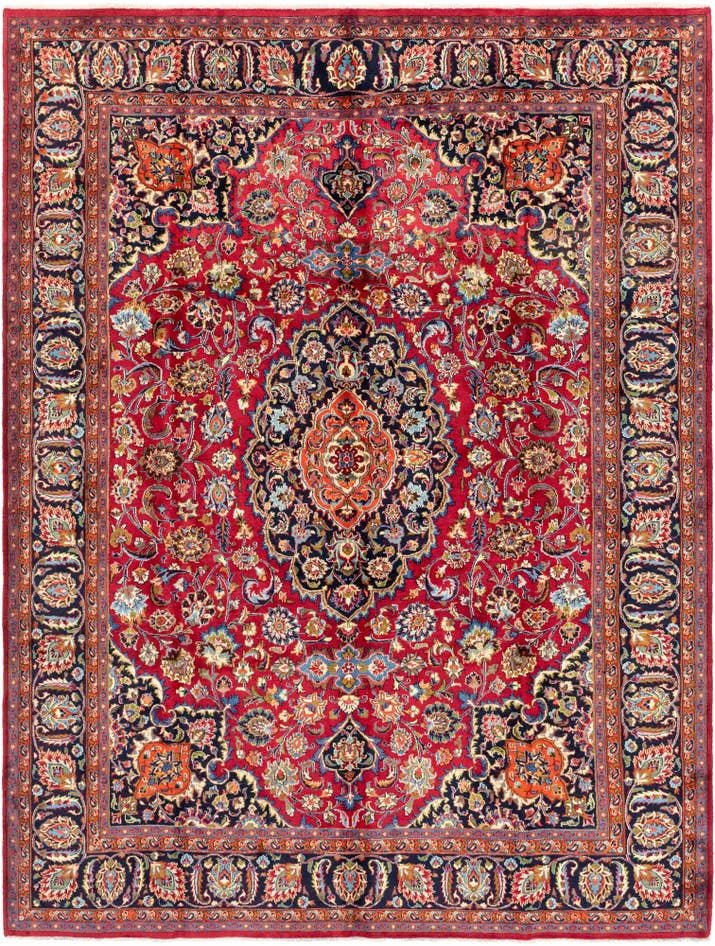 Detail image of 9' 8 x 12' 7 Hand Knotted Mashad Persian Wool Rug