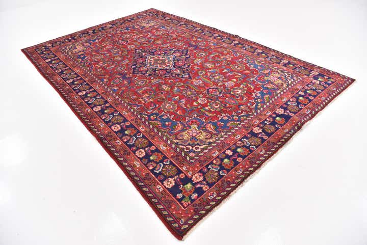 6' 3 x 9' 4 Hand Knotted Mashad Persian Wool Rug