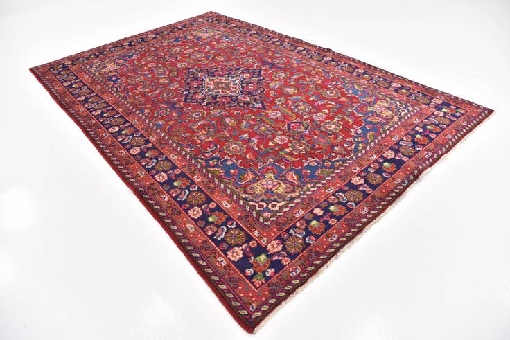 Detail image of 6' 3 x 9' 4 Hand Knotted Mashad Persian Wool Rug