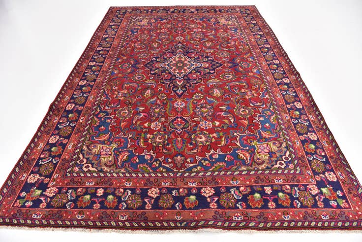 Detail image of 6' 3 x 9' 4 Hand Knotted Mashad Persian Wool Rug