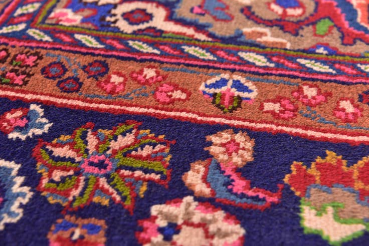 Detail image of 6' 3 x 9' 4 Hand Knotted Mashad Persian Wool Rug