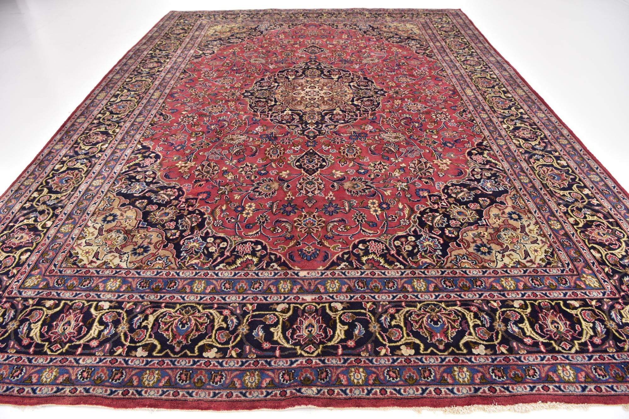 9' 9 x 13' Hand Knotted Mashad Persian Wool Rug