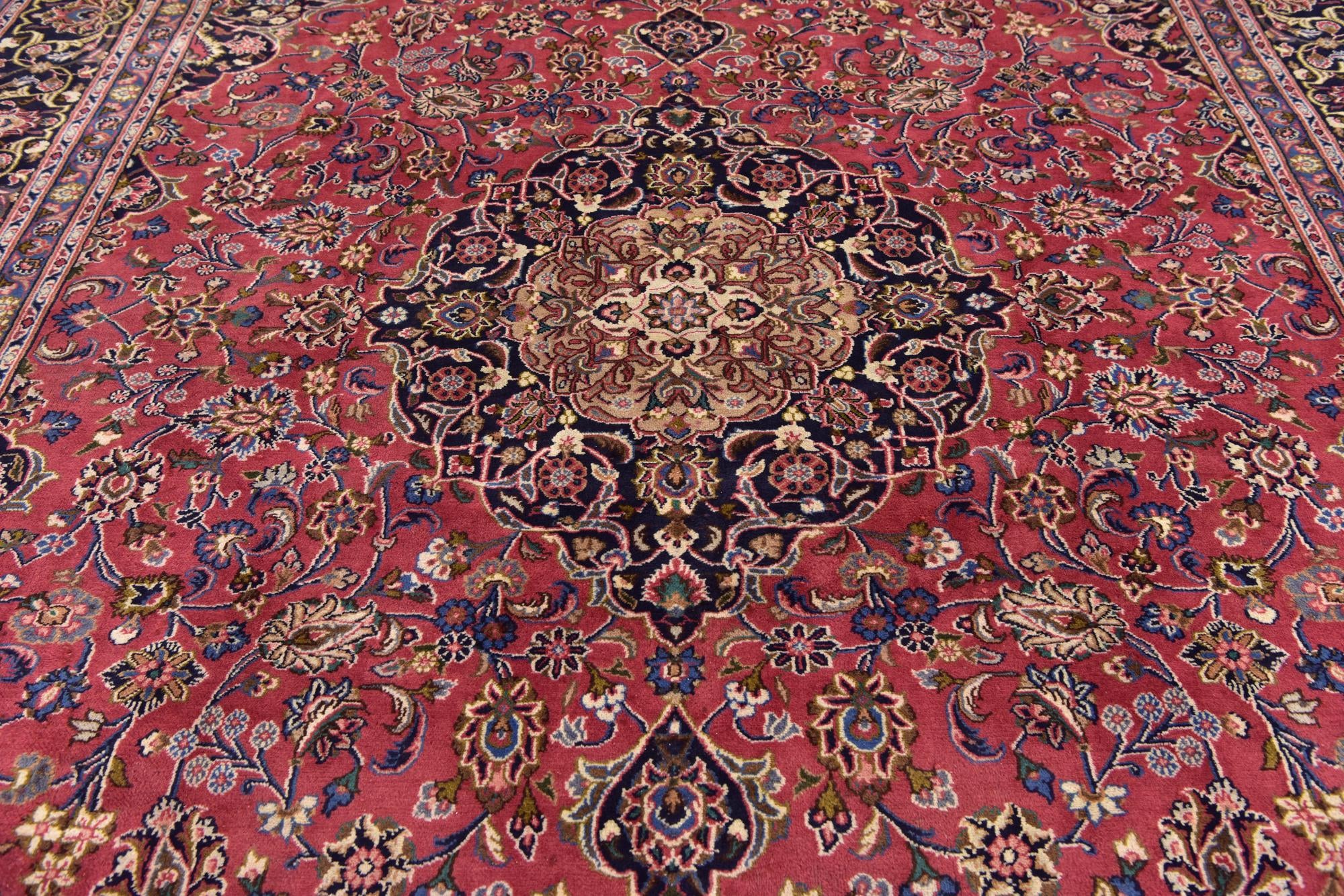9' 9 x 13' Hand Knotted Mashad Persian Wool Rug