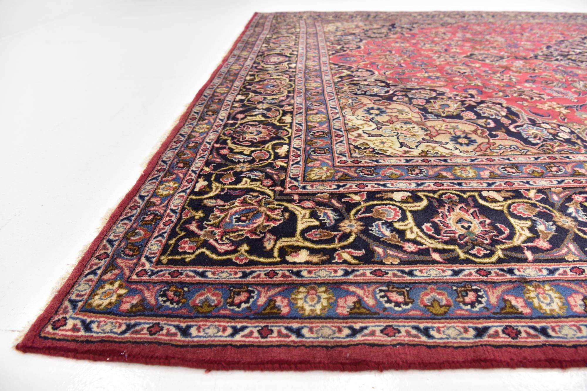 9' 9 x 13' Hand Knotted Mashad Persian Wool Rug