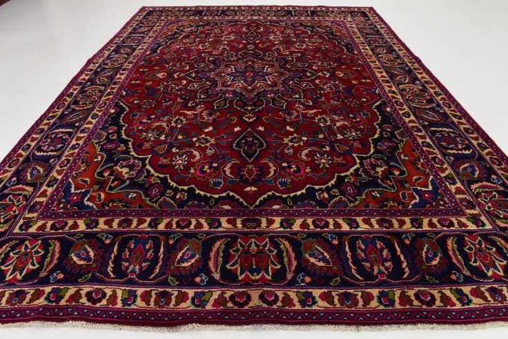 Detail image of 9' 8 x 13' Hand Knotted Mashad Persian Wool Rug
