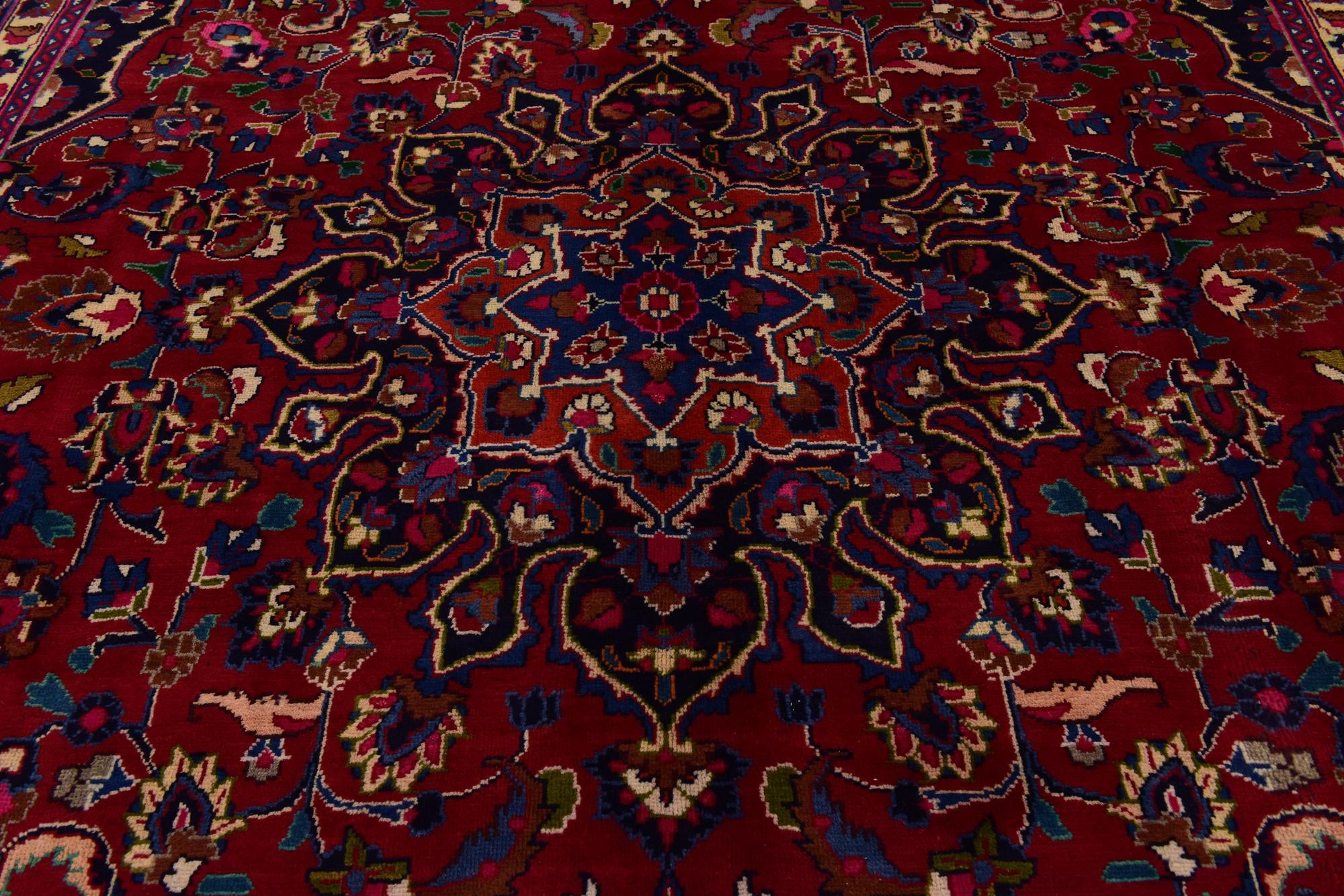 9' 8 x 13' Hand Knotted Mashad Persian Wool Rug