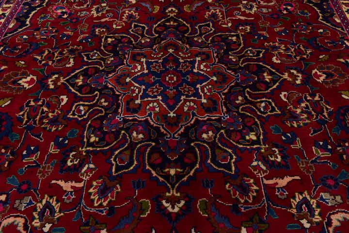 9' 8 x 13' Hand Knotted Mashad Persian Wool Rug