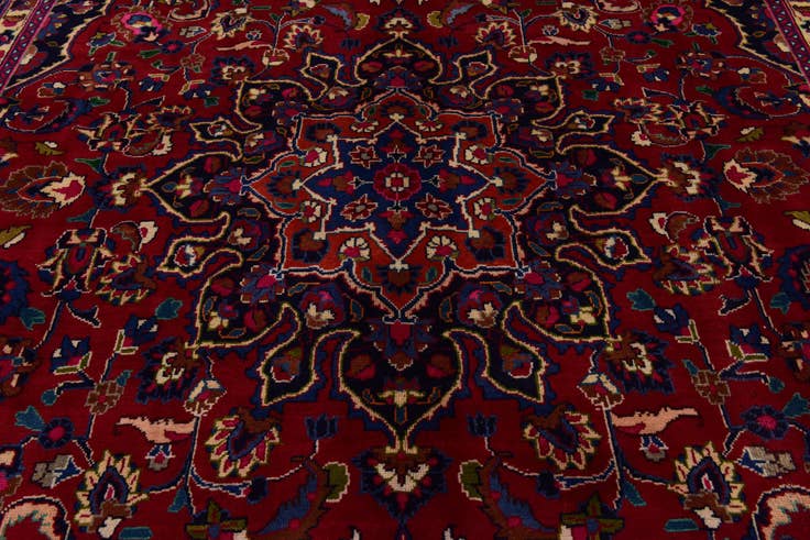 Detail image of 9' 8 x 13' Hand Knotted Mashad Persian Wool Rug