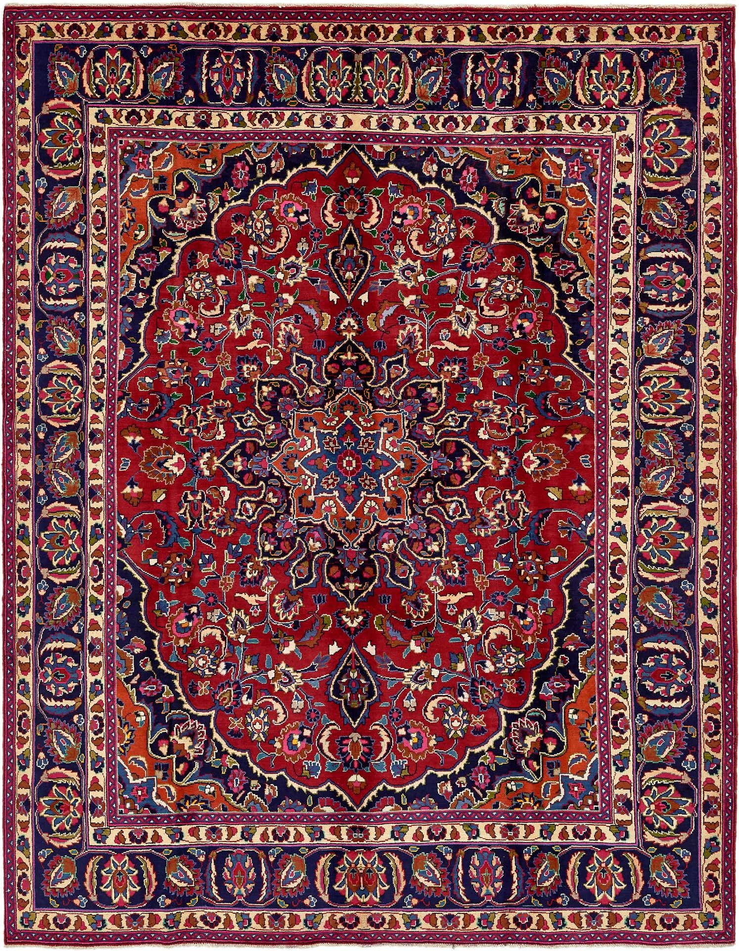 9' 8 x 13' Hand Knotted Mashad Persian Wool Rug
