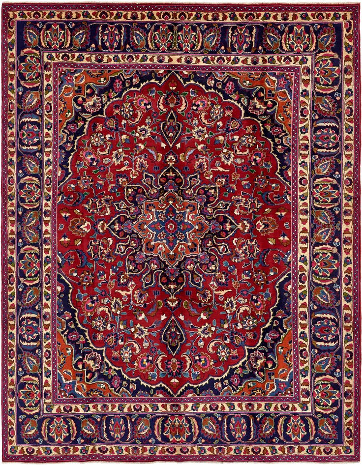 Detail image of 9' 8 x 13' Hand Knotted Mashad Persian Wool Rug
