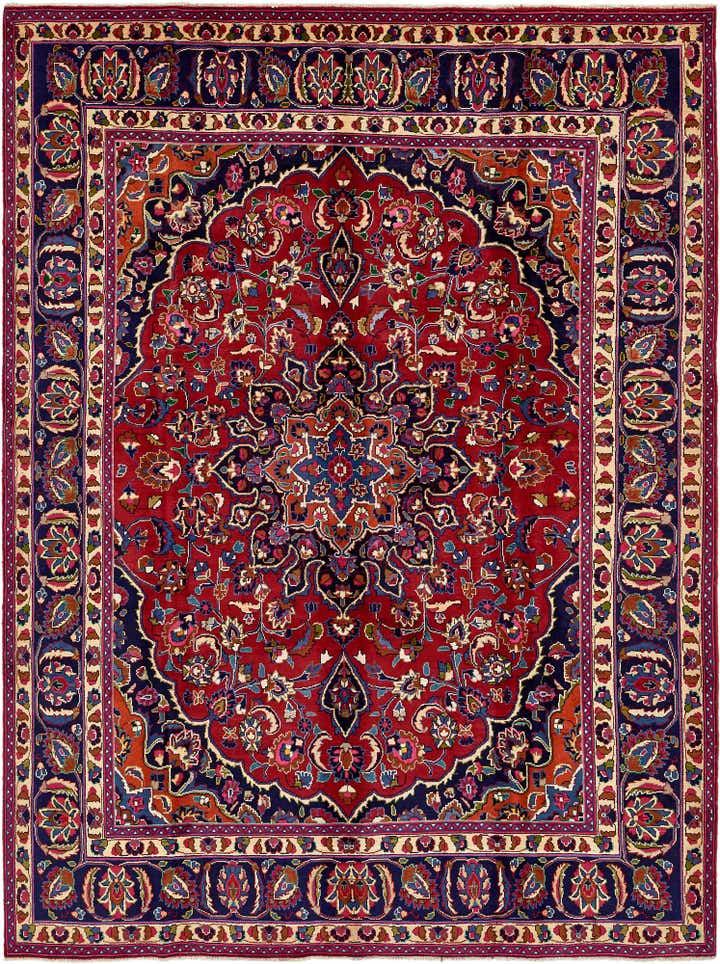 9' 8 x 13' Hand Knotted Mashad Persian Wool Rug