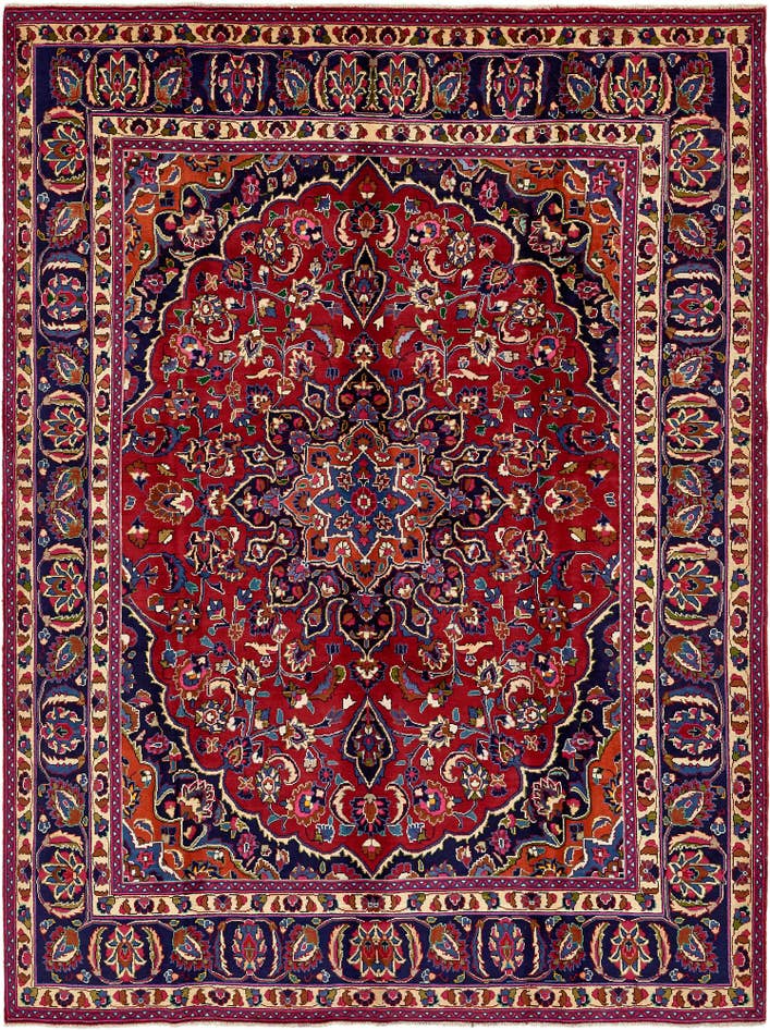 Detail image of 9' 8 x 13' Hand Knotted Mashad Persian Wool Rug
